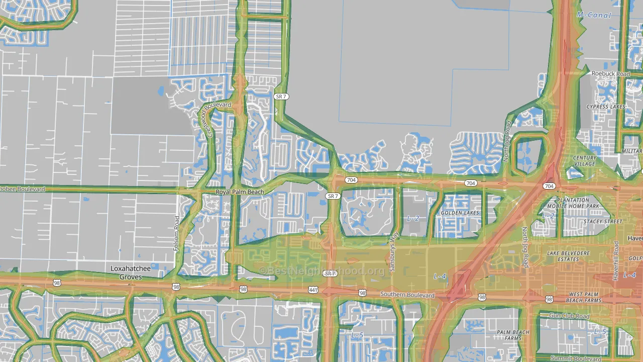 33411, FL Map of Noise Levels in 33411