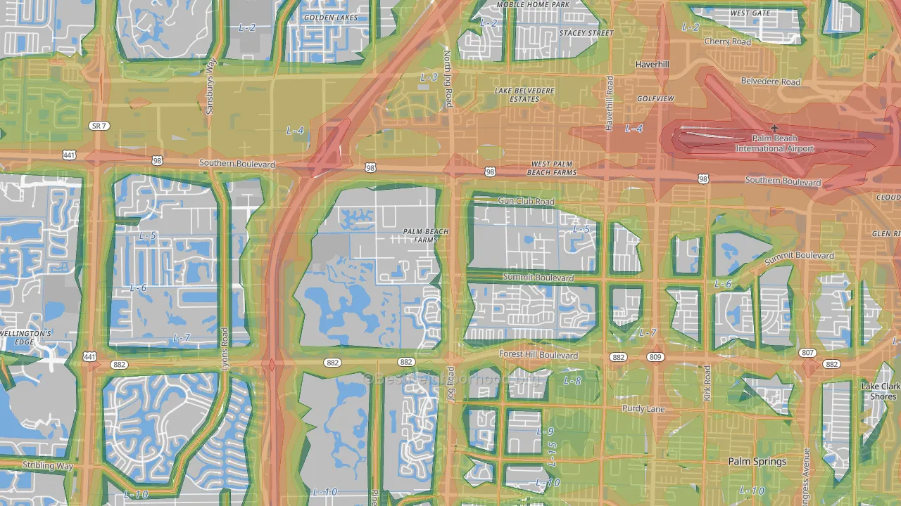 33413, FL Map of Noise Levels in 33413
