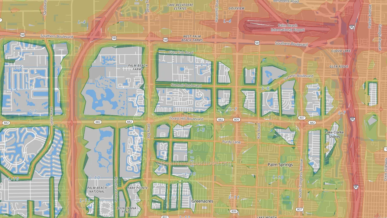 33415, FL Map of Noise Levels in 33415