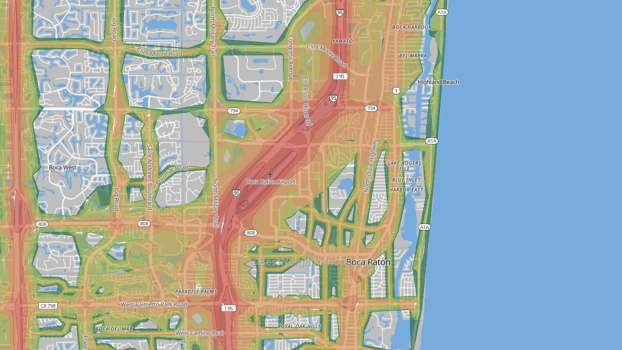 33431, FL Map of Noise Levels in 33431