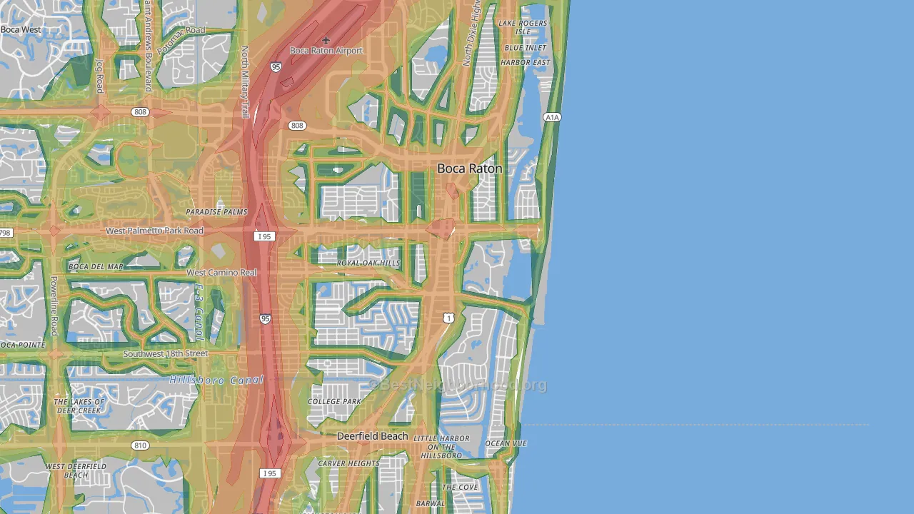 33432, FL Map of Noise Levels in 33432