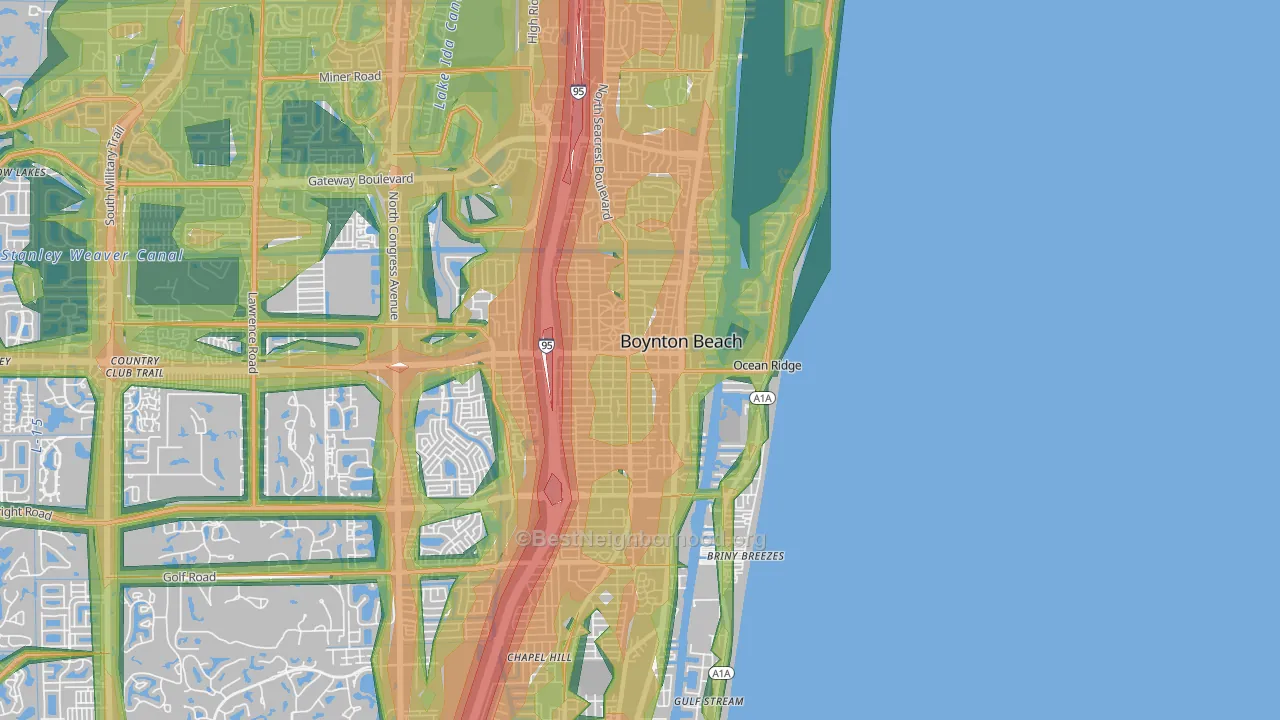 33435, FL Map of Noise Levels in 33435
