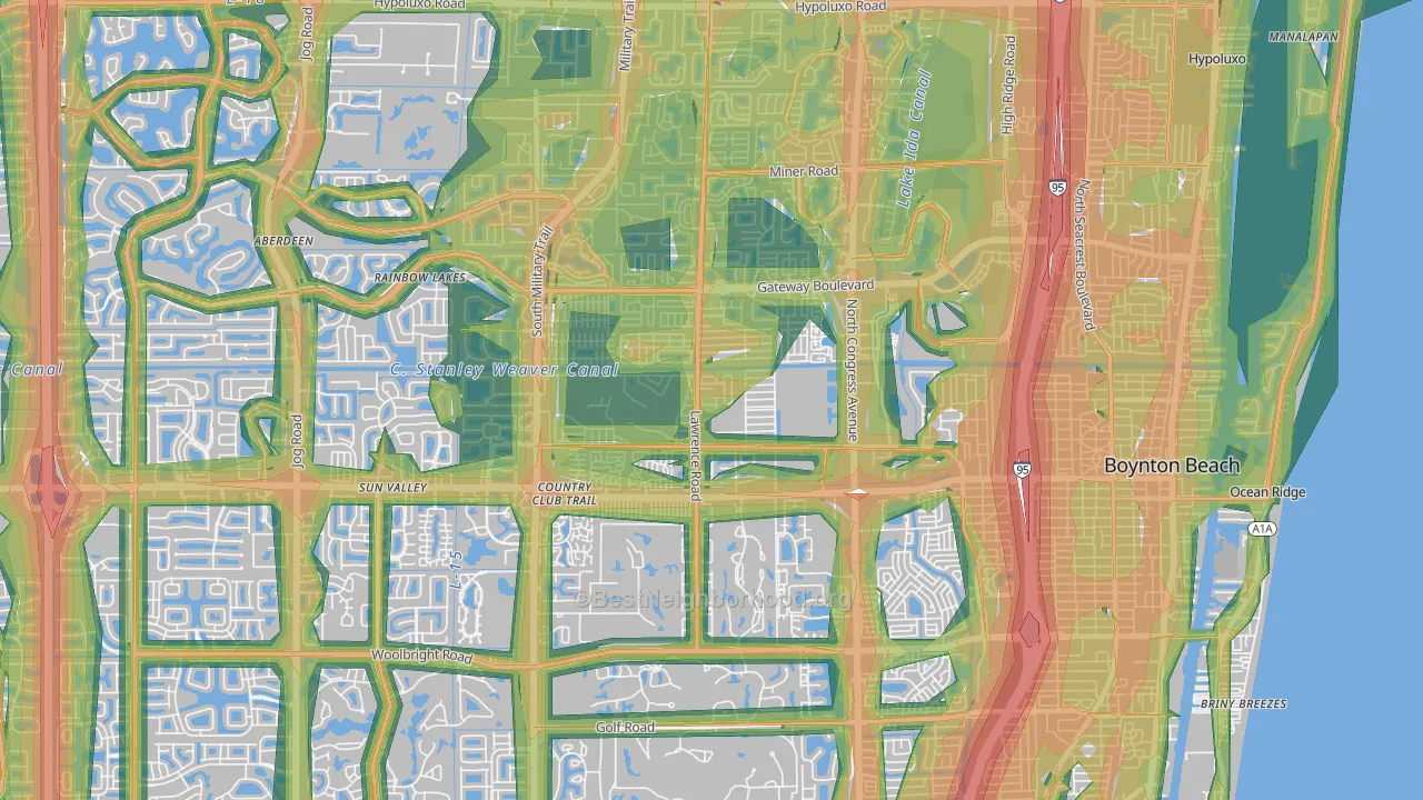 33436, FL Map of Noise Levels in 33436