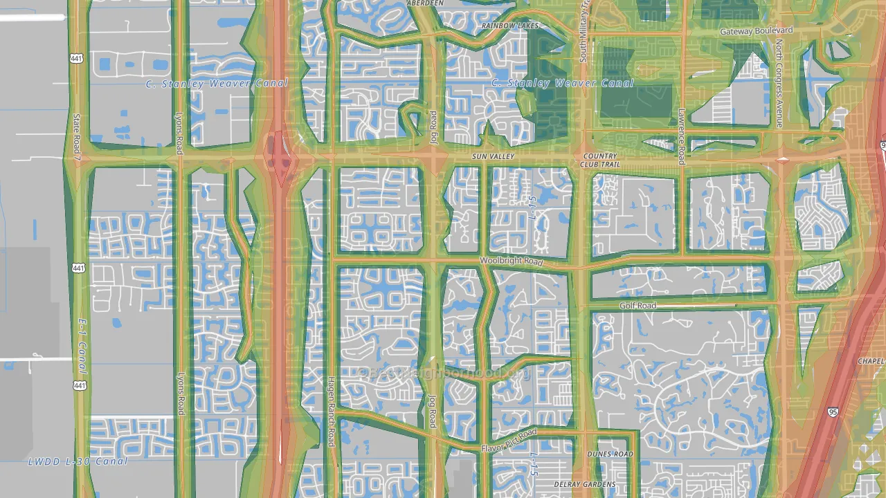 33437, FL Map of Noise Levels in 33437