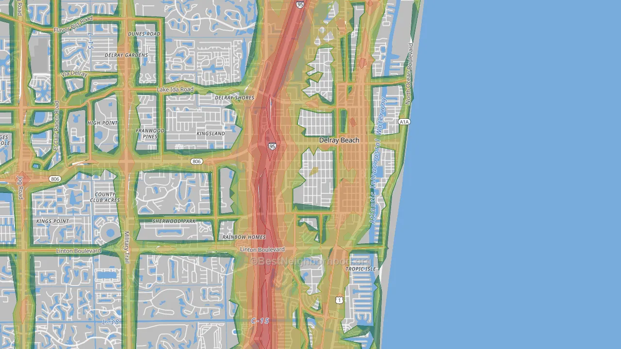 33444, FL Map of Noise Levels in 33444