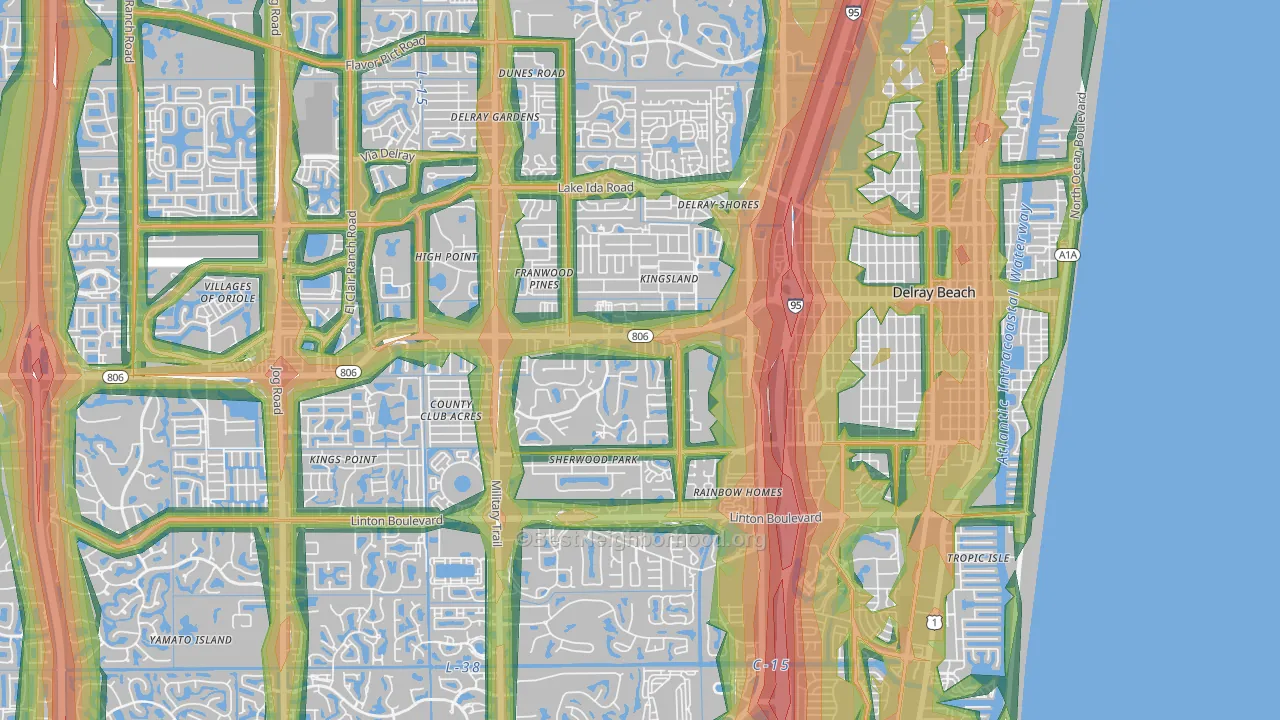 33445, FL Map of Noise Levels in 33445