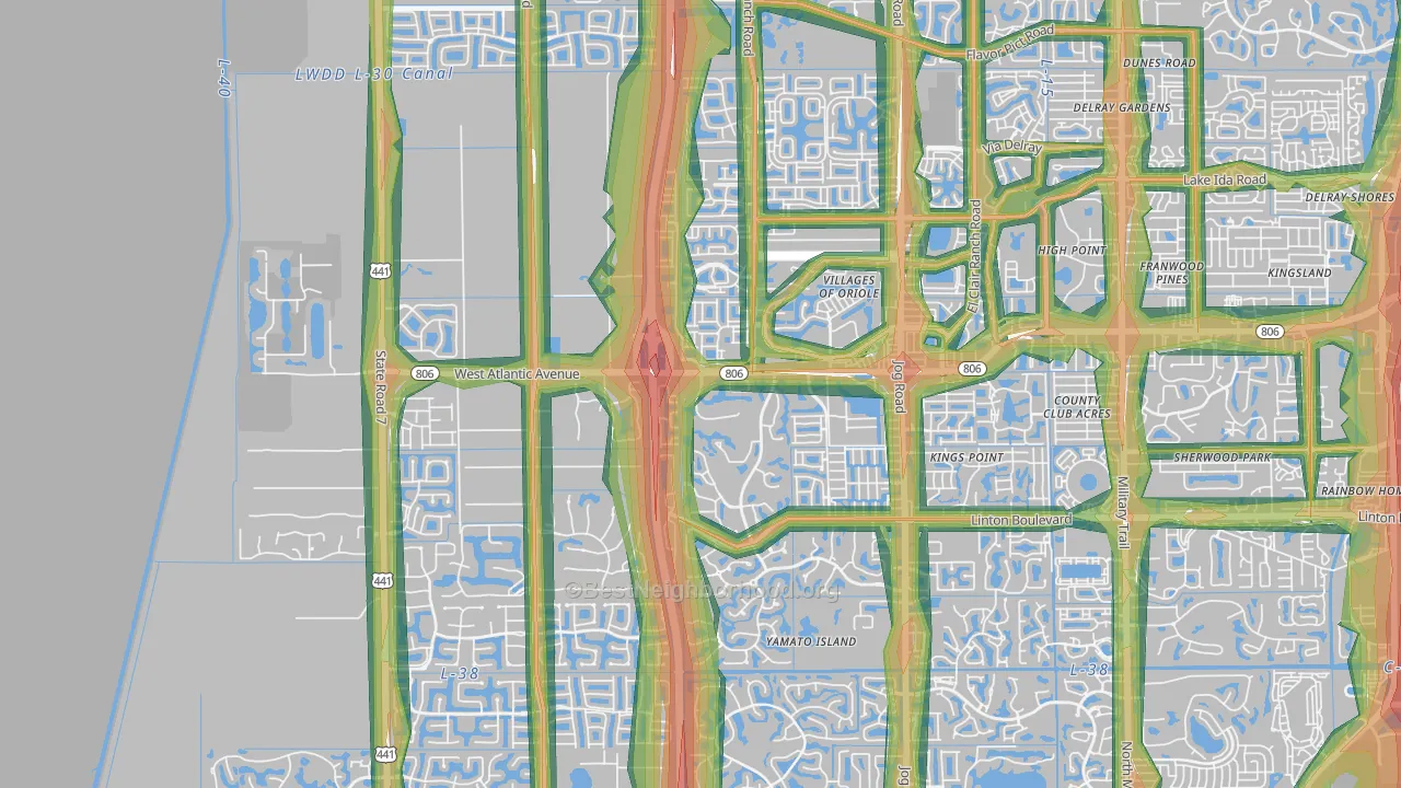 33446, FL Map of Noise Levels in 33446