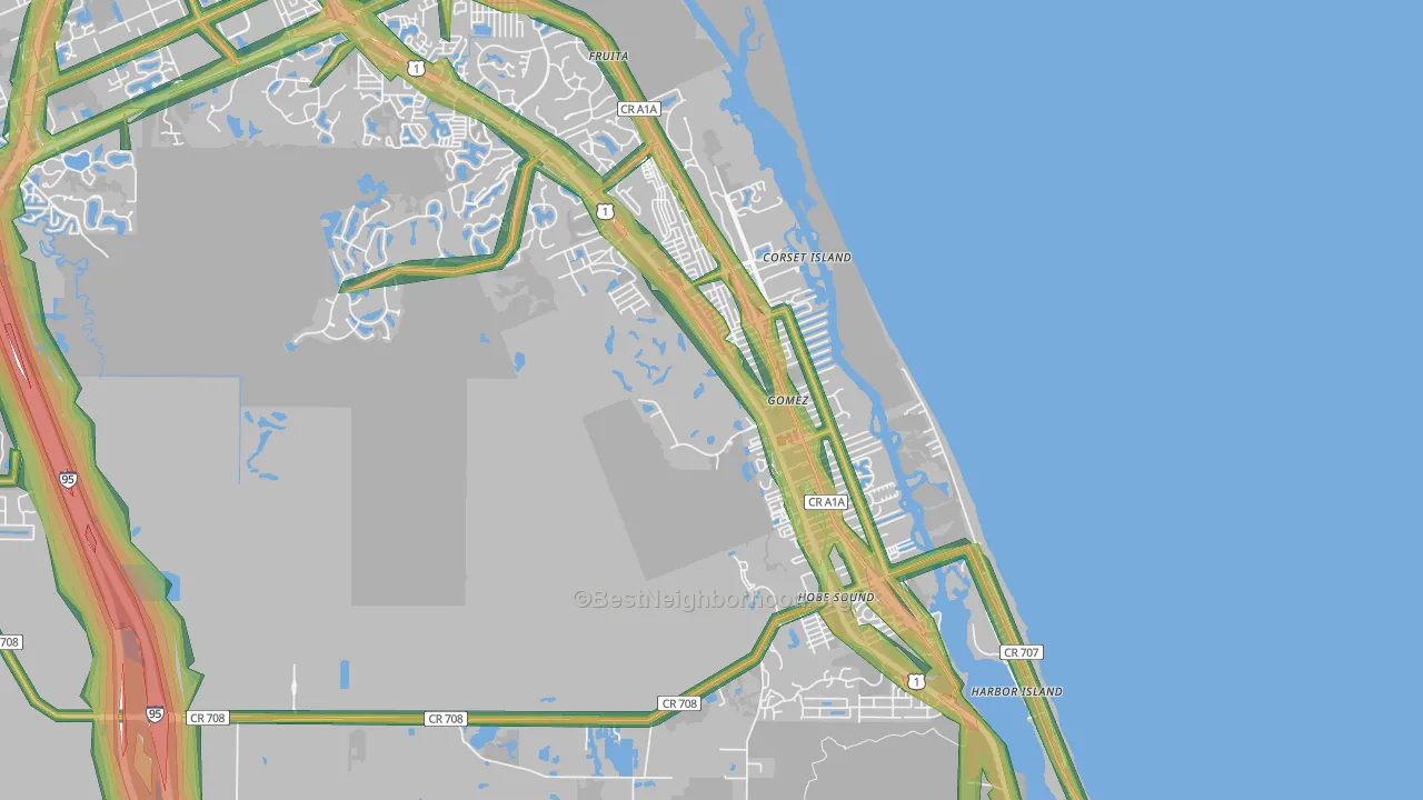 33455, FL Map of Noise Levels in 33455