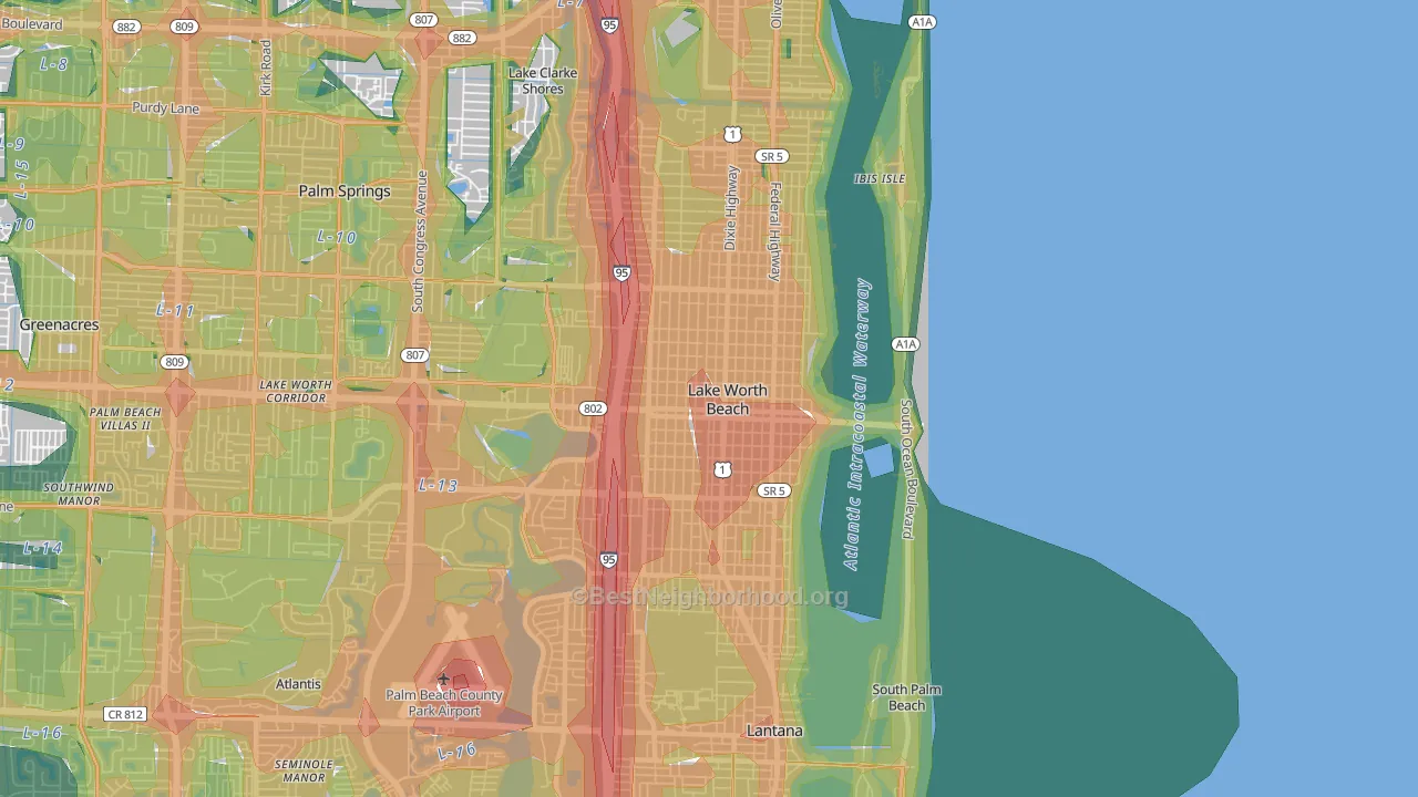 33460, FL Map of Noise Levels in 33460