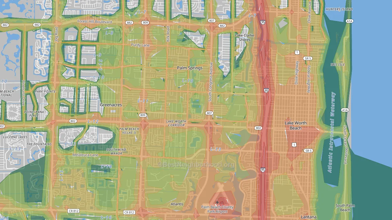 33461, FL Map of Noise Levels in 33461