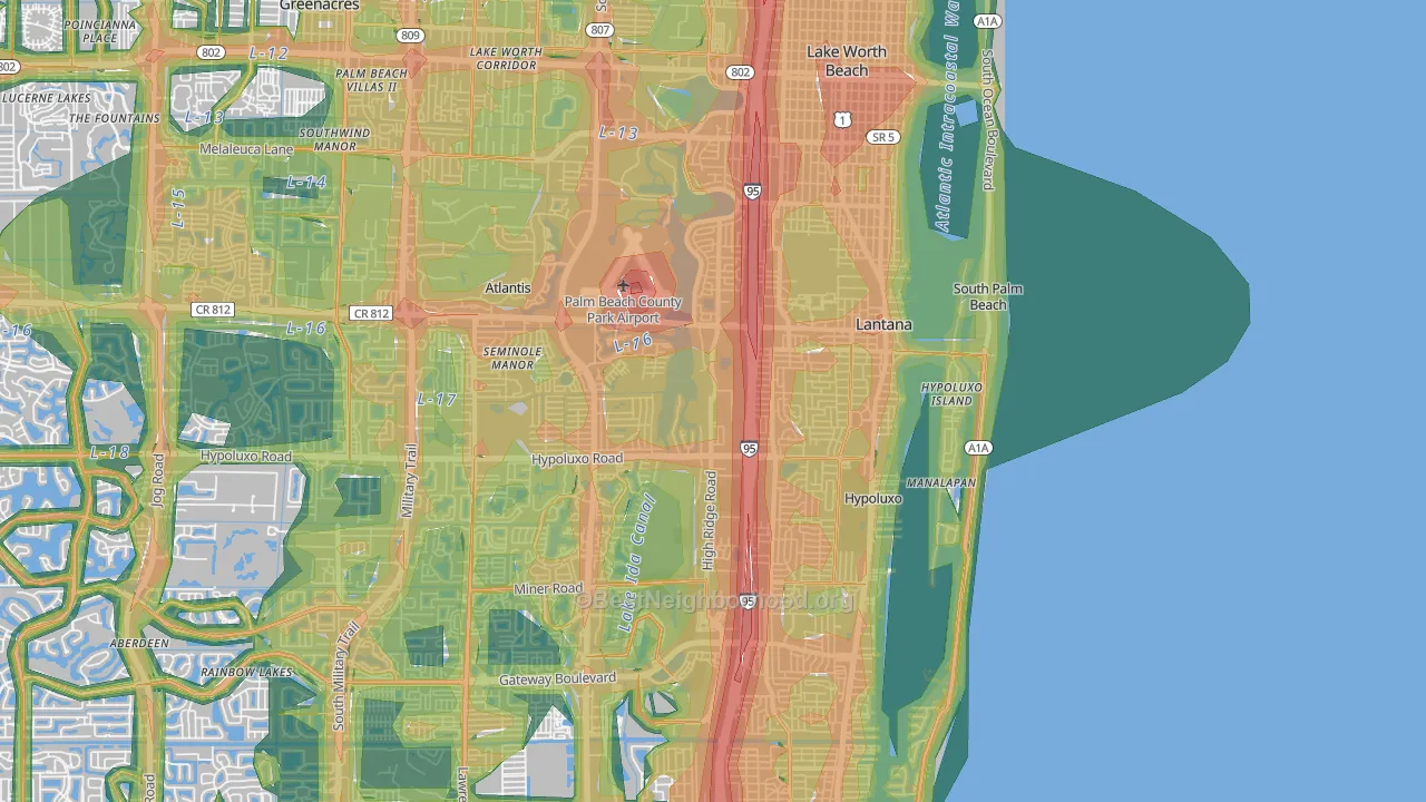 33462, FL Map of Noise Levels in 33462