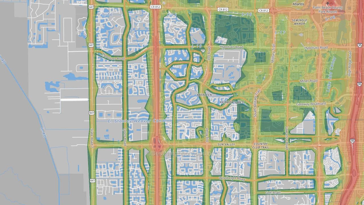 33472, FL Map of Noise Levels in 33472