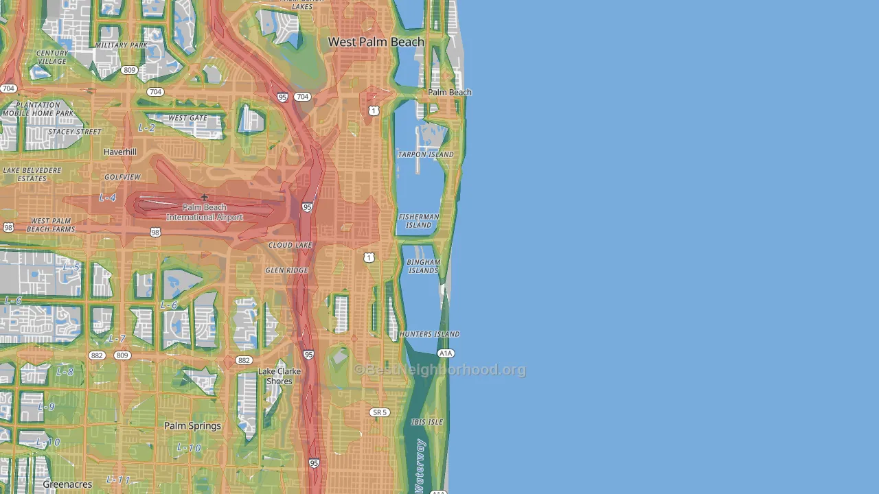 33480, FL Map of Noise Levels in 33480