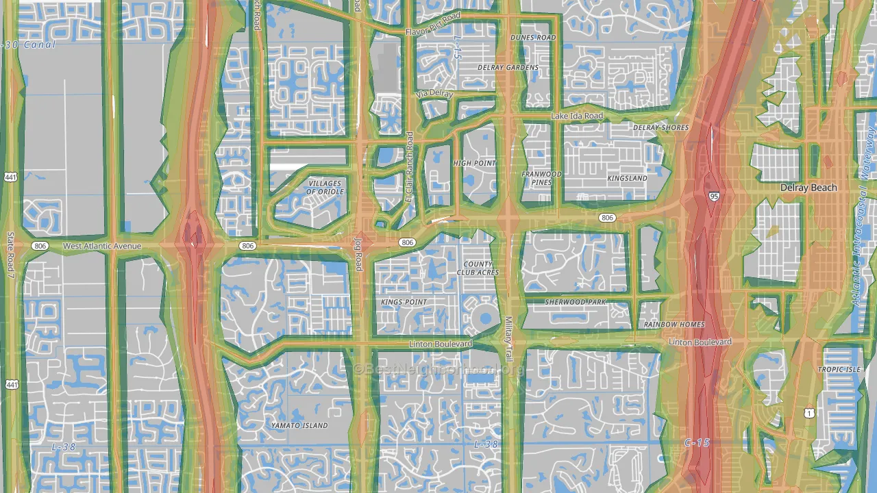 33484, FL Map of Noise Levels in 33484