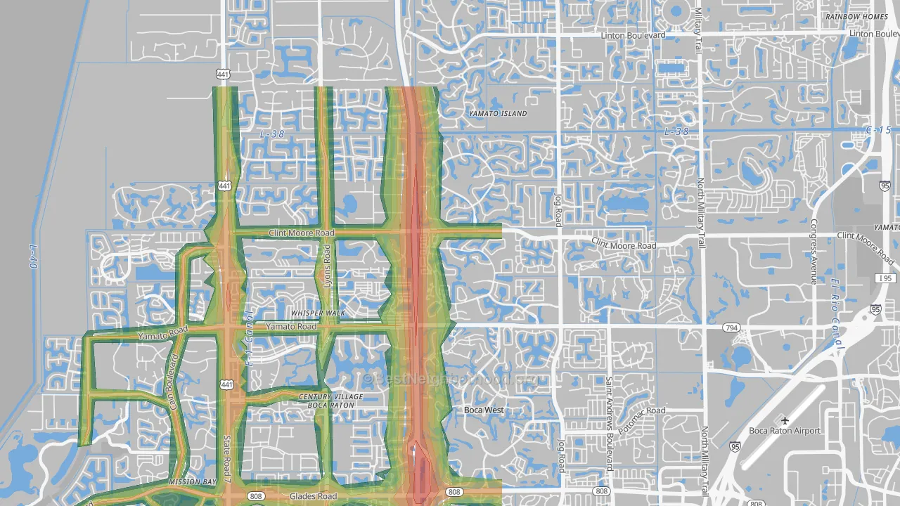 33496, FL Map of Noise Levels in 33496
