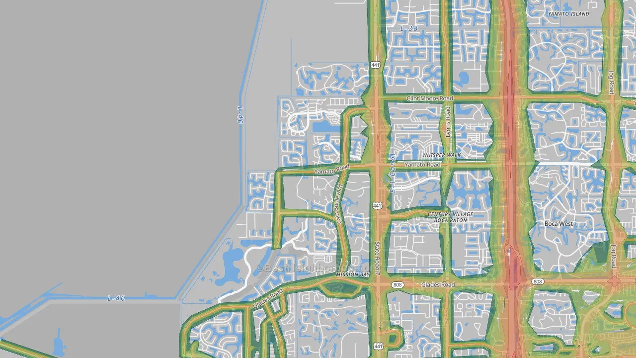 33498, FL Map of Noise Levels in 33498