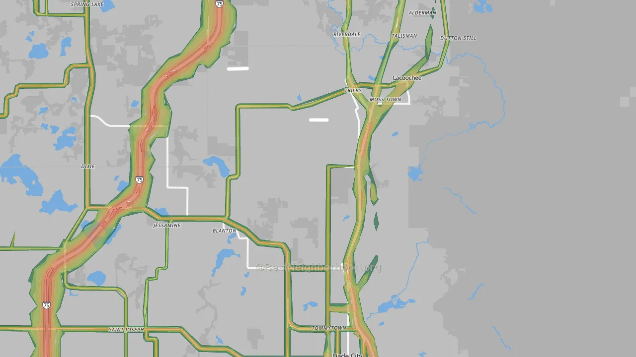 33523, FL Map of Noise Levels in 33523