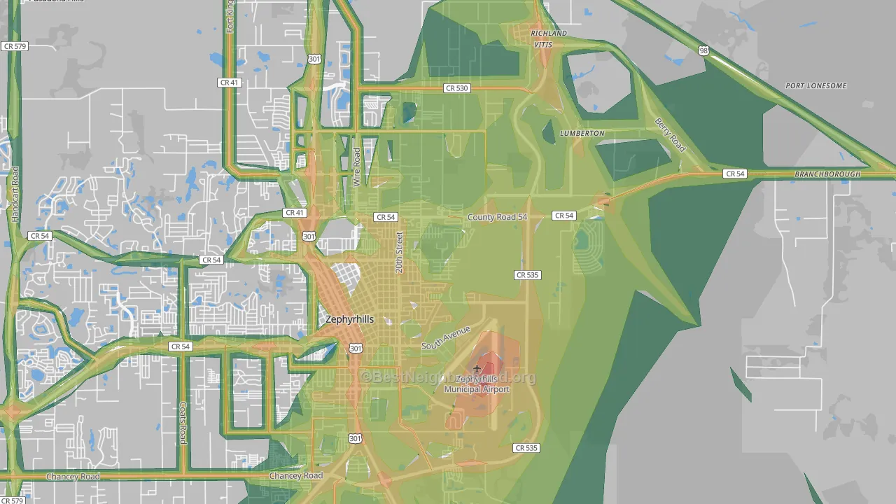 33540, FL Map of Noise Levels in 33540