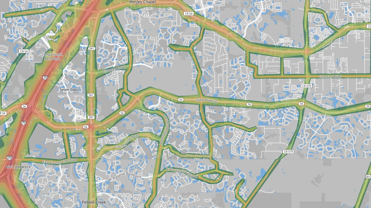 33543, FL Map of Noise Levels in 33543