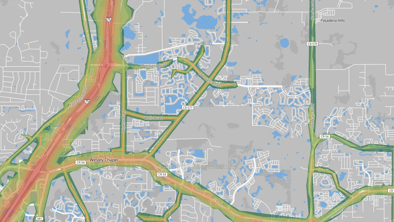 33545, FL Map of Noise Levels in 33545