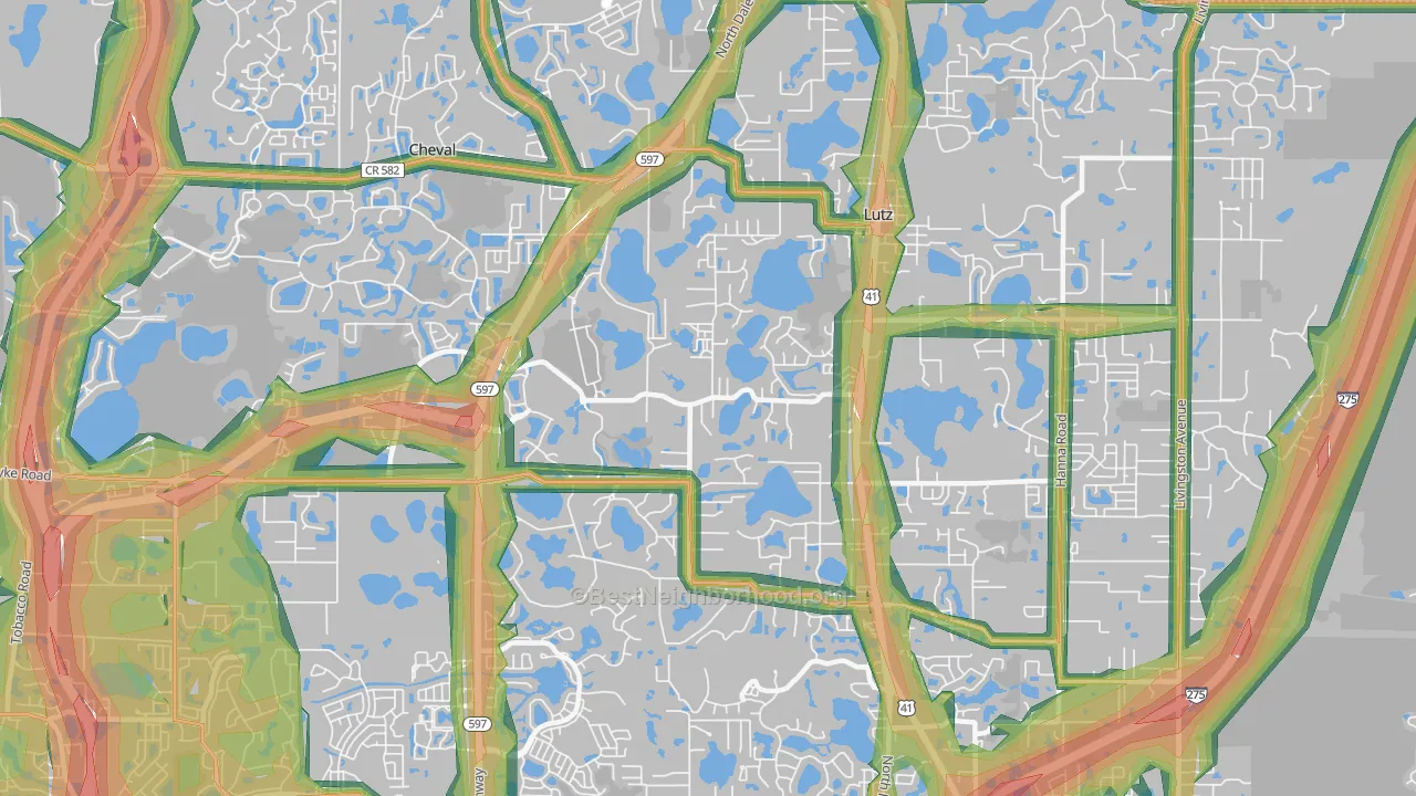 33548, FL Map of Noise Levels in 33548