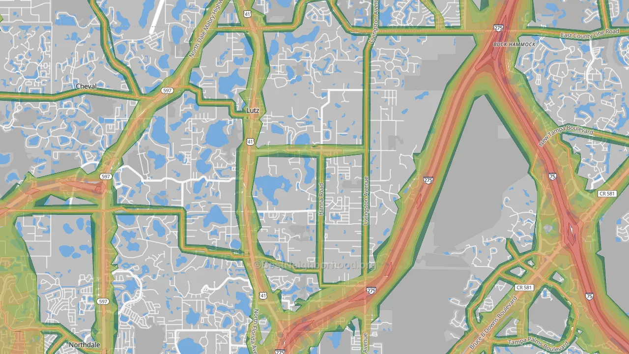 33549, FL Map of Noise Levels in 33549