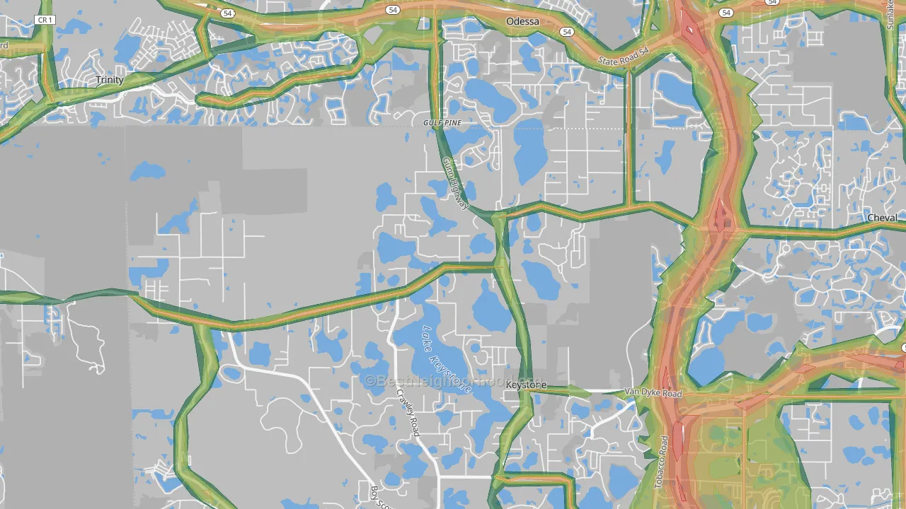 33556, FL Map of Noise Levels in 33556