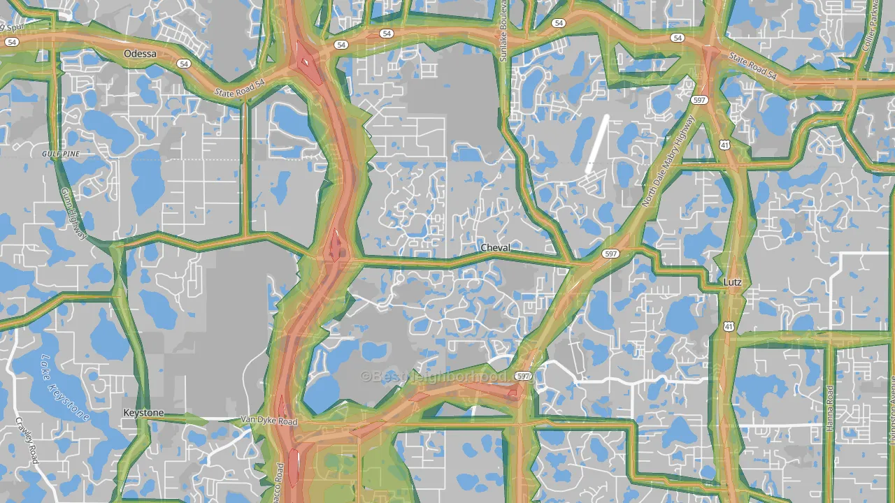 33558, FL Map of Noise Levels in 33558