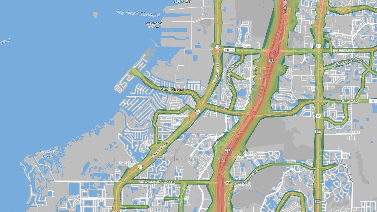 33572, FL Map of Noise Levels in 33572