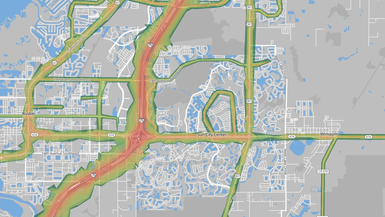 33573, FL Map of Noise Levels in 33573