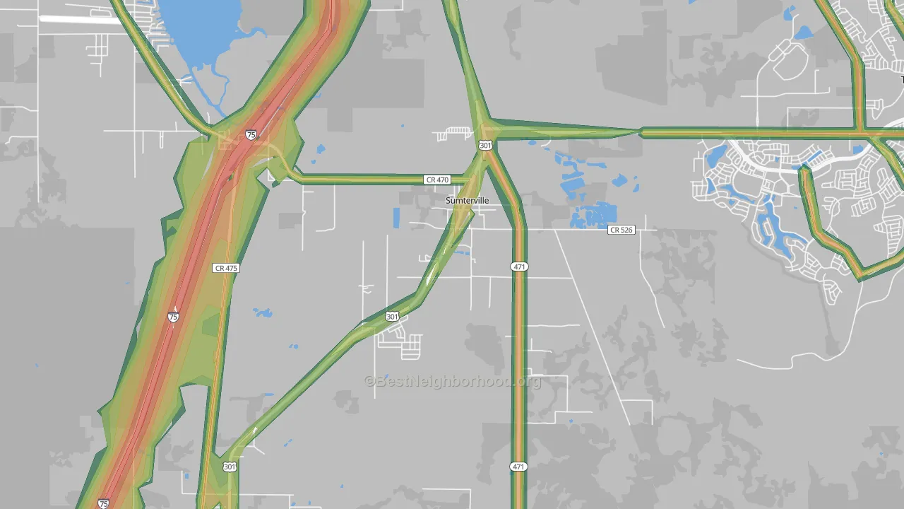 33585, FL Map of Noise Levels in 33585