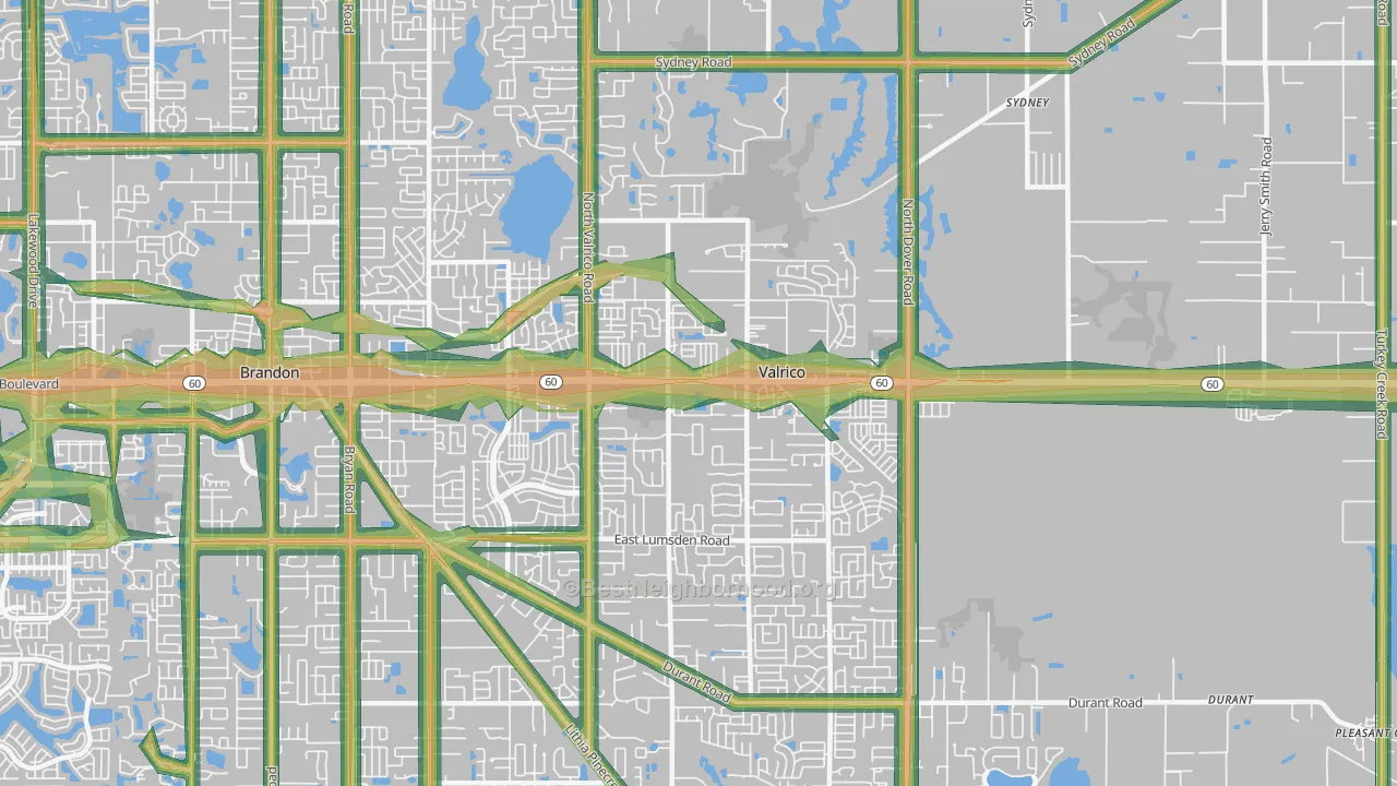 33594, FL Map of Noise Levels in 33594