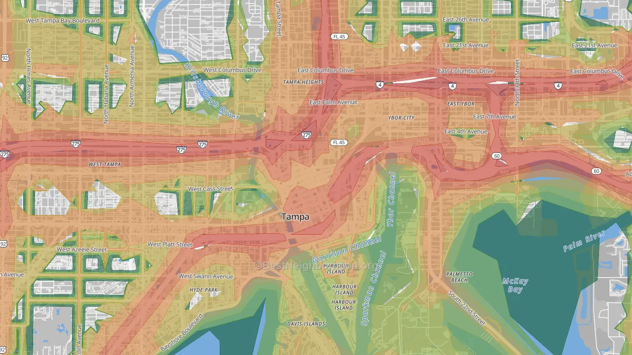 33602, FL Map of Noise Levels in 33602