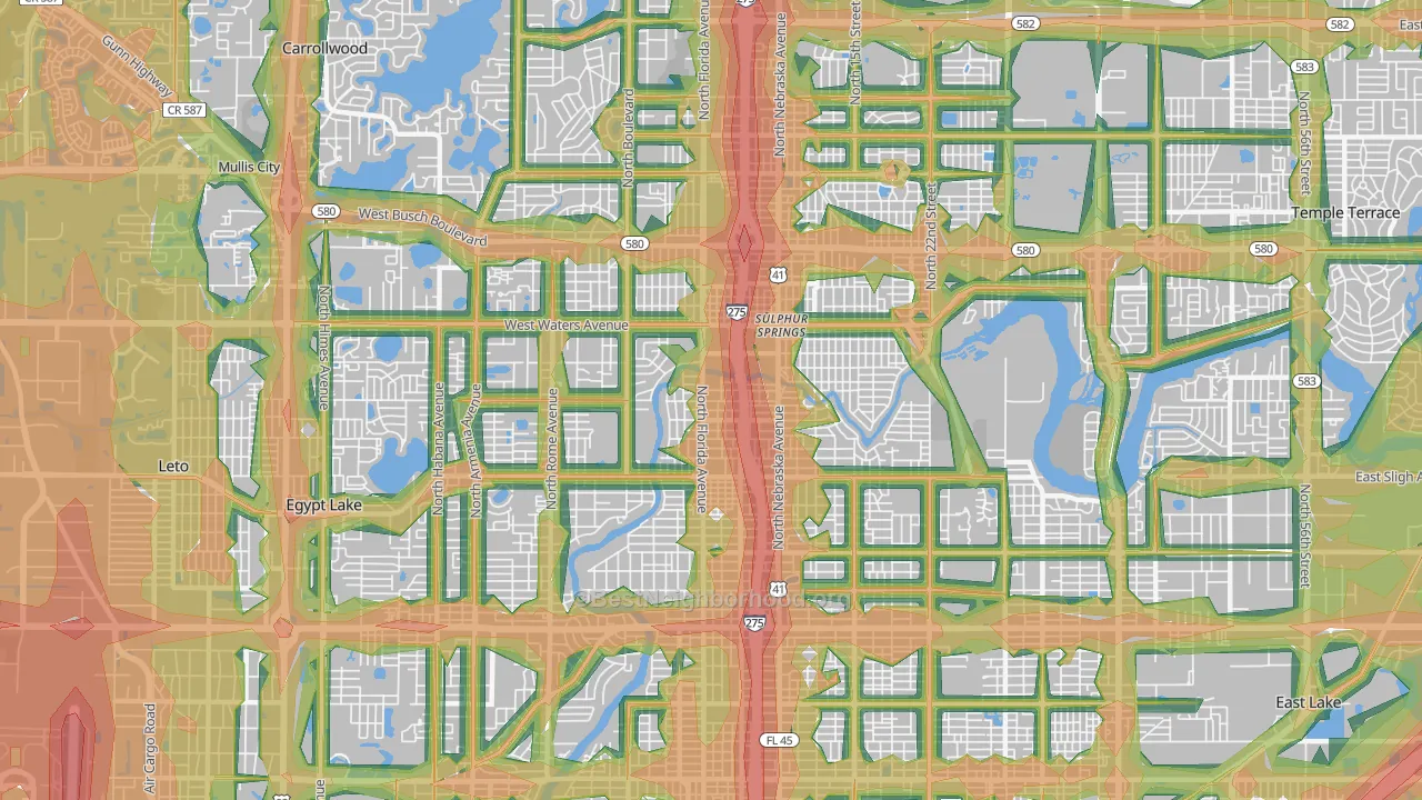 33604, FL Map of Noise Levels in 33604
