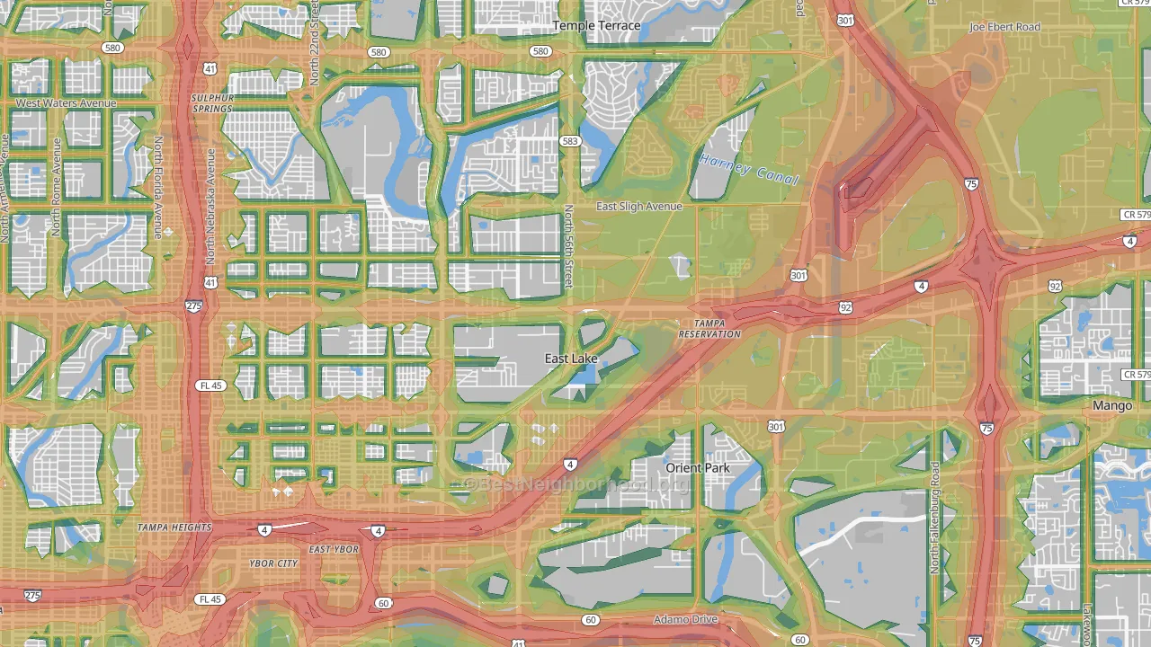 33610, FL Map of Noise Levels in 33610