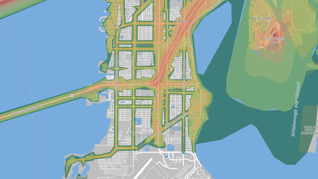 33611, FL Map of Noise Levels in 33611