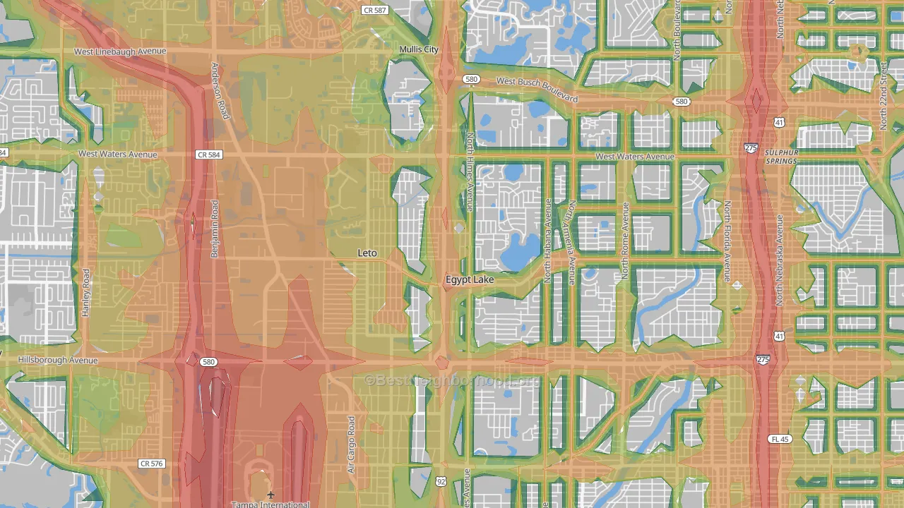 33614, FL Map of Noise Levels in 33614