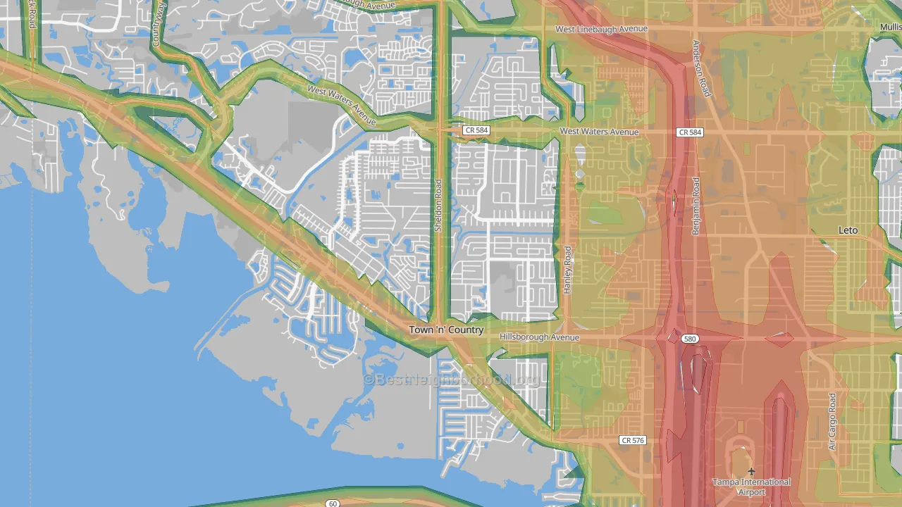 33615, FL Map of Noise Levels in 33615