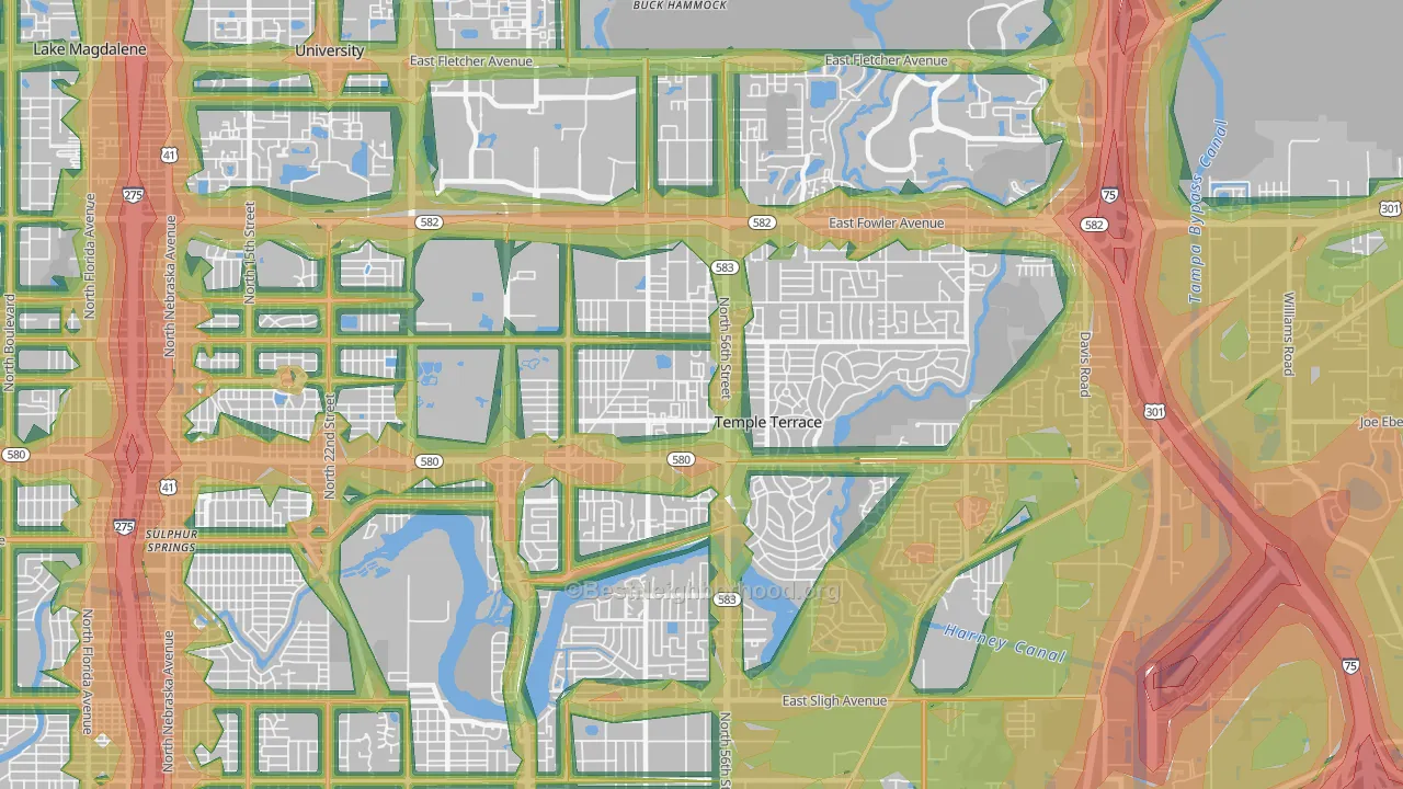 33617, FL Map of Noise Levels in 33617