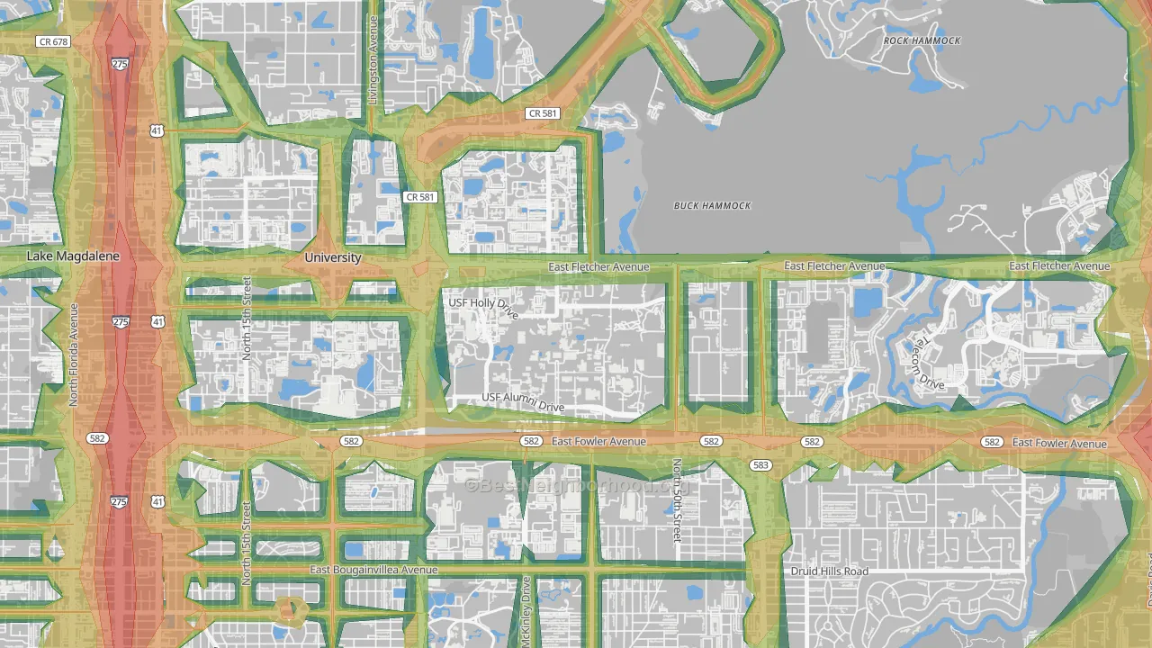 33620, FL Map of Noise Levels in 33620
