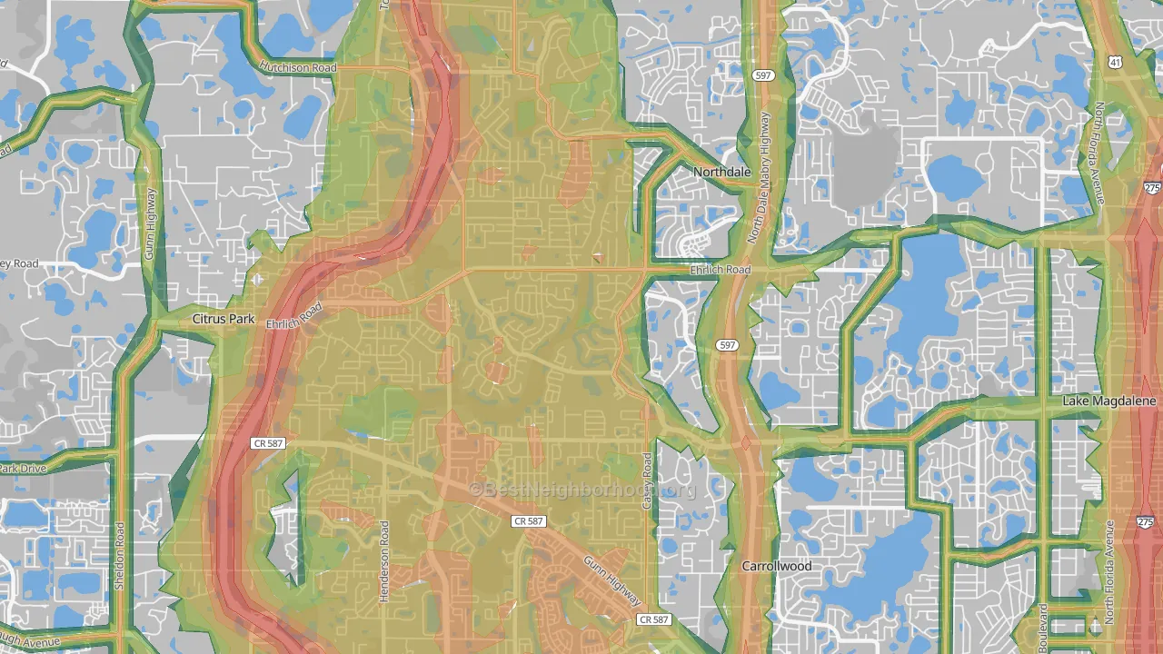 33624, FL Map of Noise Levels in 33624