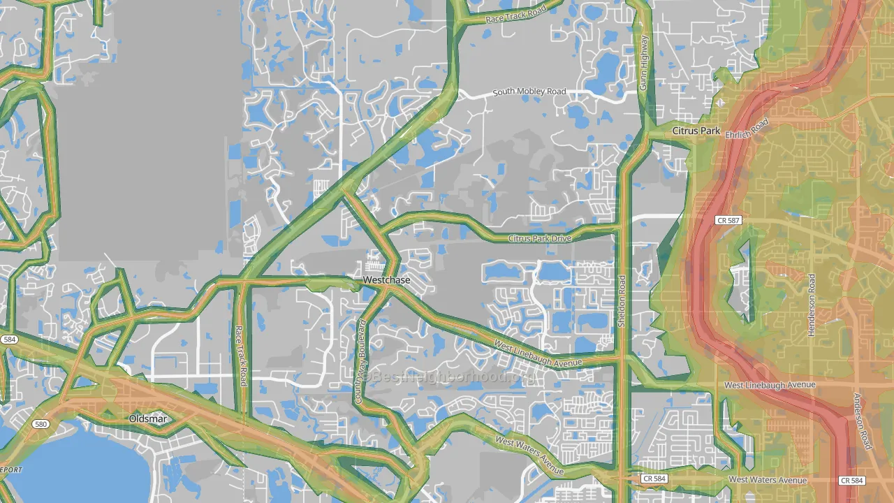 33626, FL Map of Noise Levels in 33626