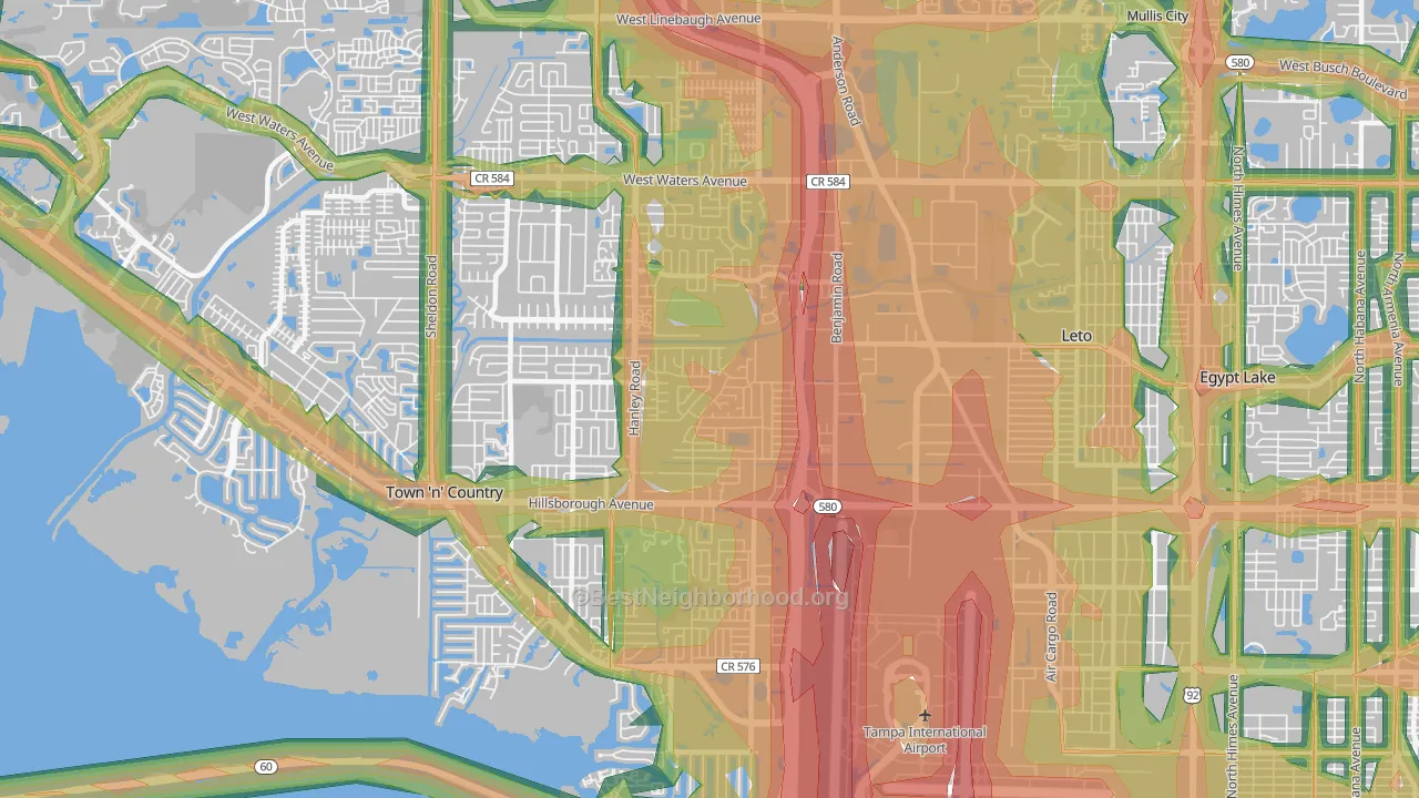 33634, FL Map of Noise Levels in 33634