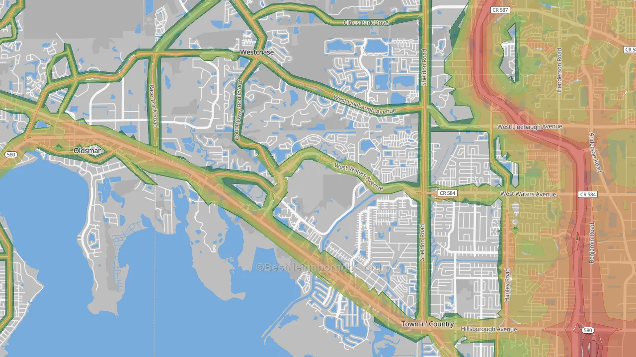 33635, FL Map of Noise Levels in 33635