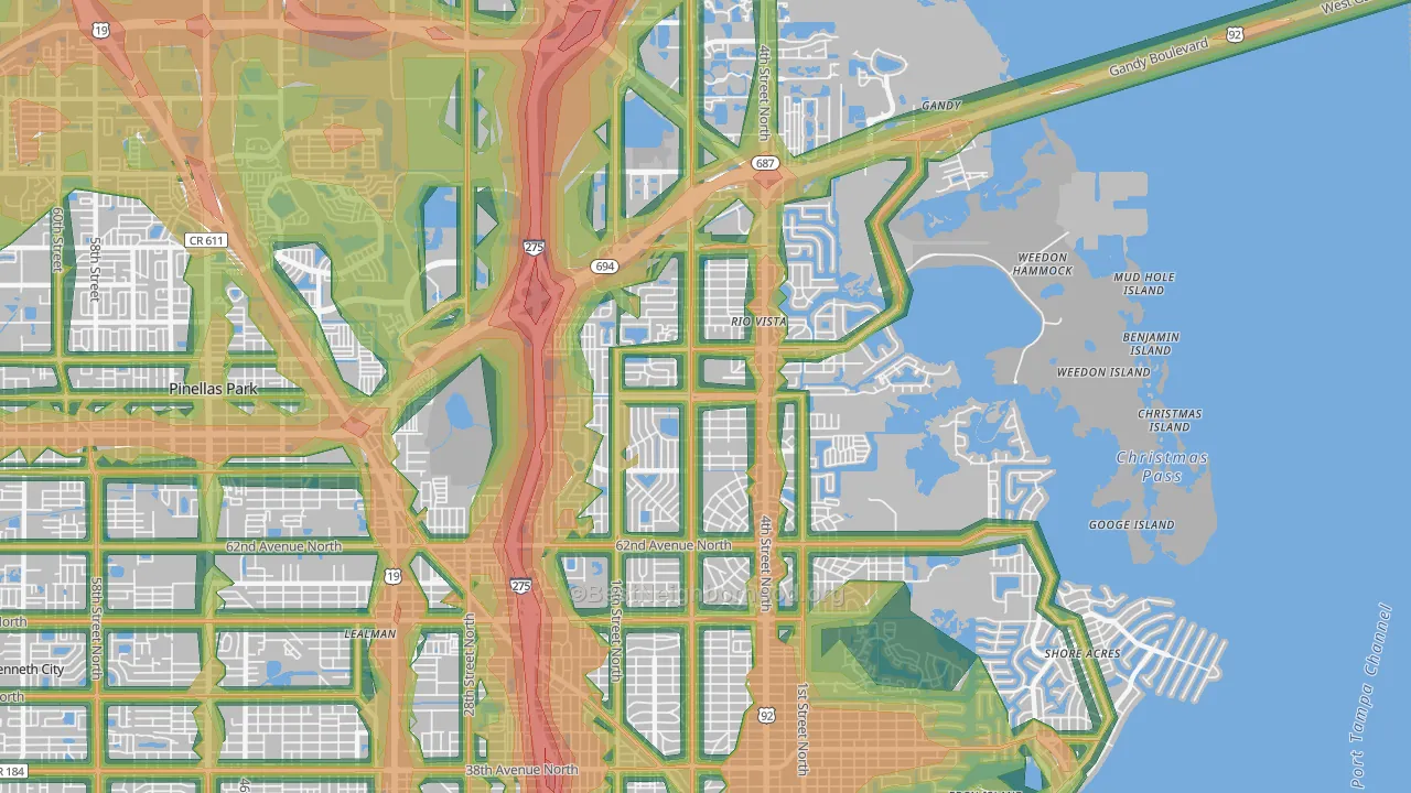 33702, FL Map of Noise Levels in 33702