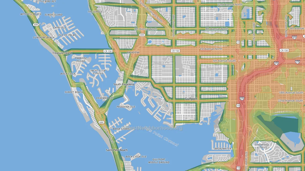 33707, FL Map of Noise Levels in 33707