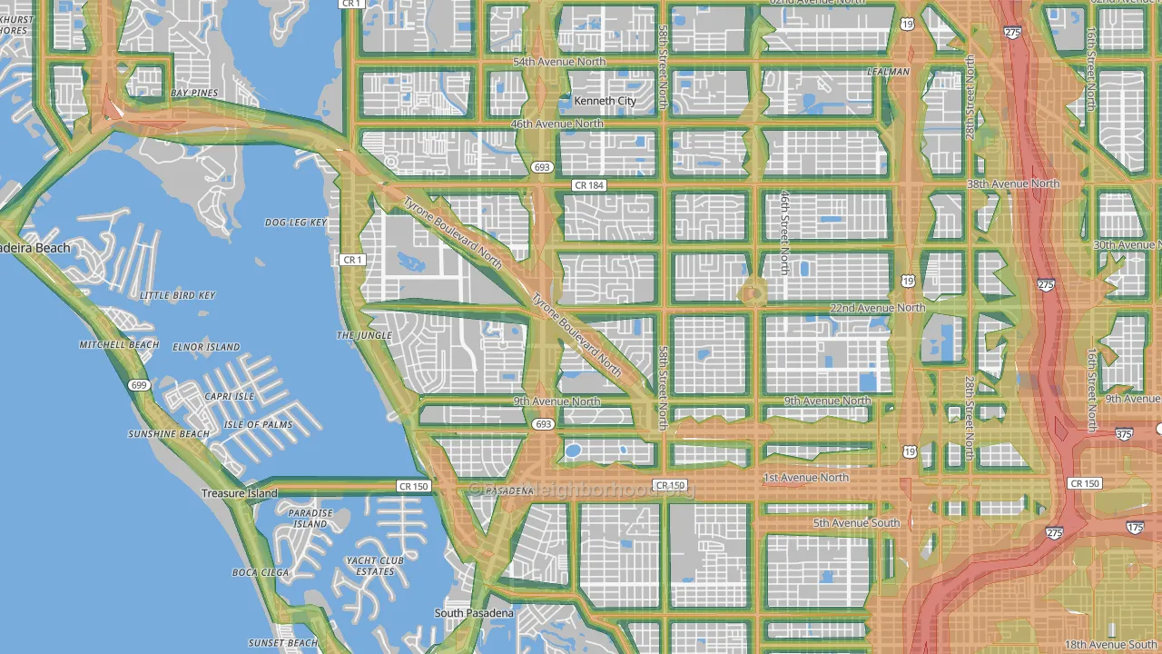 33710, FL Map of Noise Levels in 33710