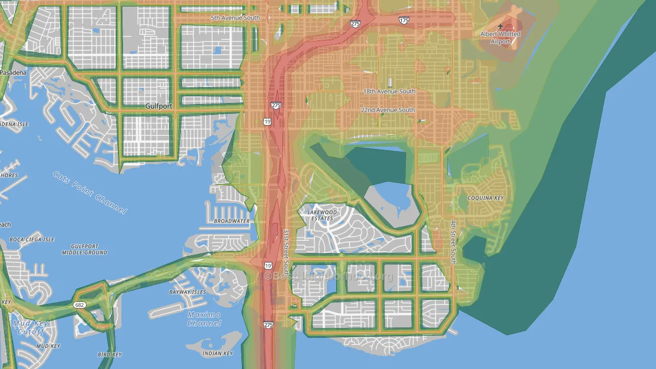 33712, FL Map of Noise Levels in 33712