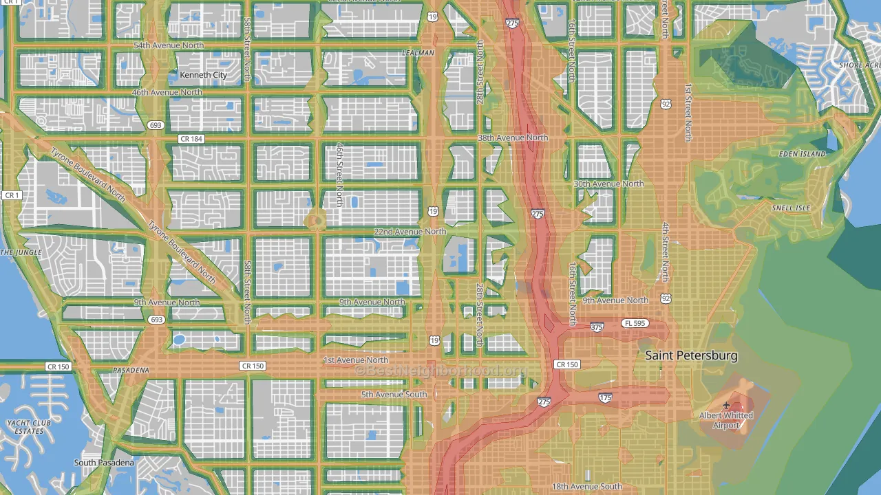 33713, FL Map of Noise Levels in 33713