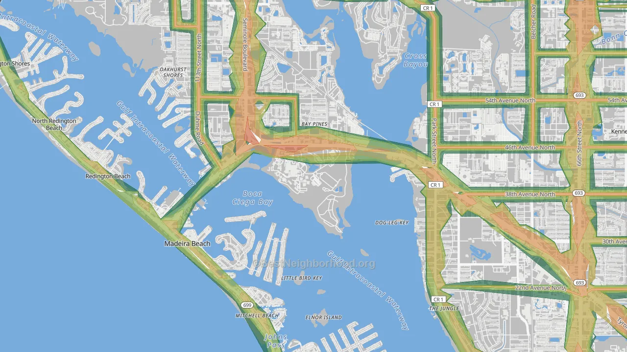 33744, FL Map of Noise Levels in 33744